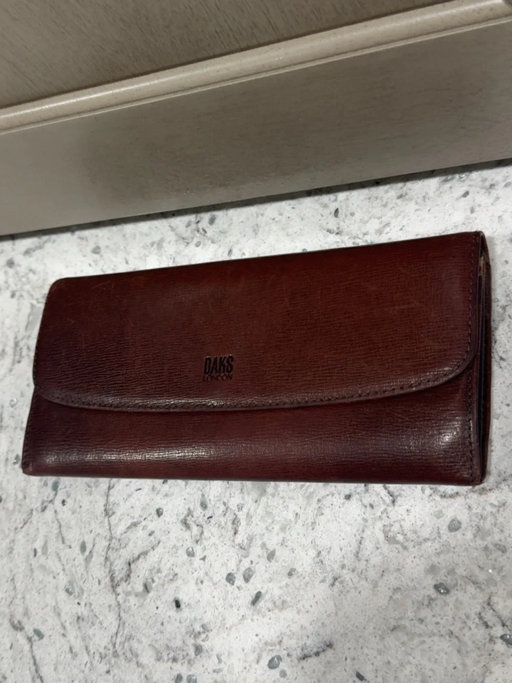 DAKS London Brown Leather Continental Wallet AUTHENTIC